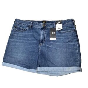 NEW Lee Women's Bermuda Mid‎ Rise Denim Shorts Blue Jeans Size 22M 001